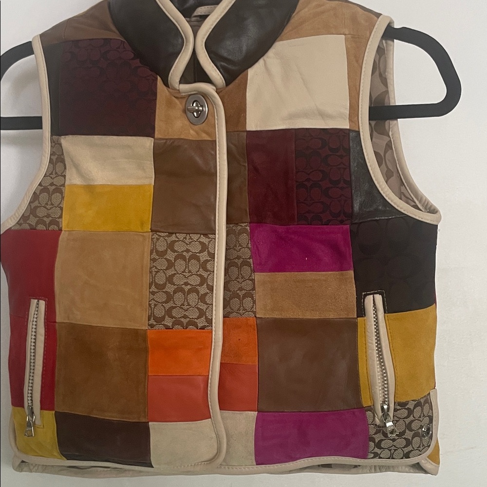 Coach Patchwork Leather & Suede Vest in Multicolor Kids Sz M